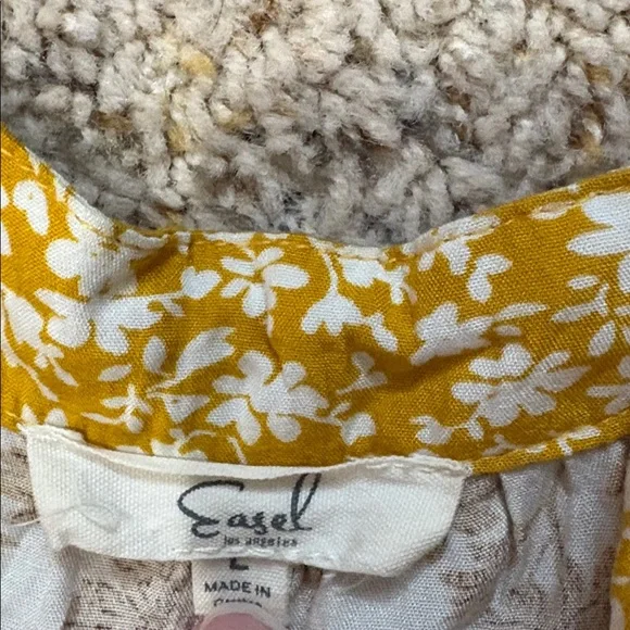 Easel Yellow Floral Dress boho large - Picture 2 of 3